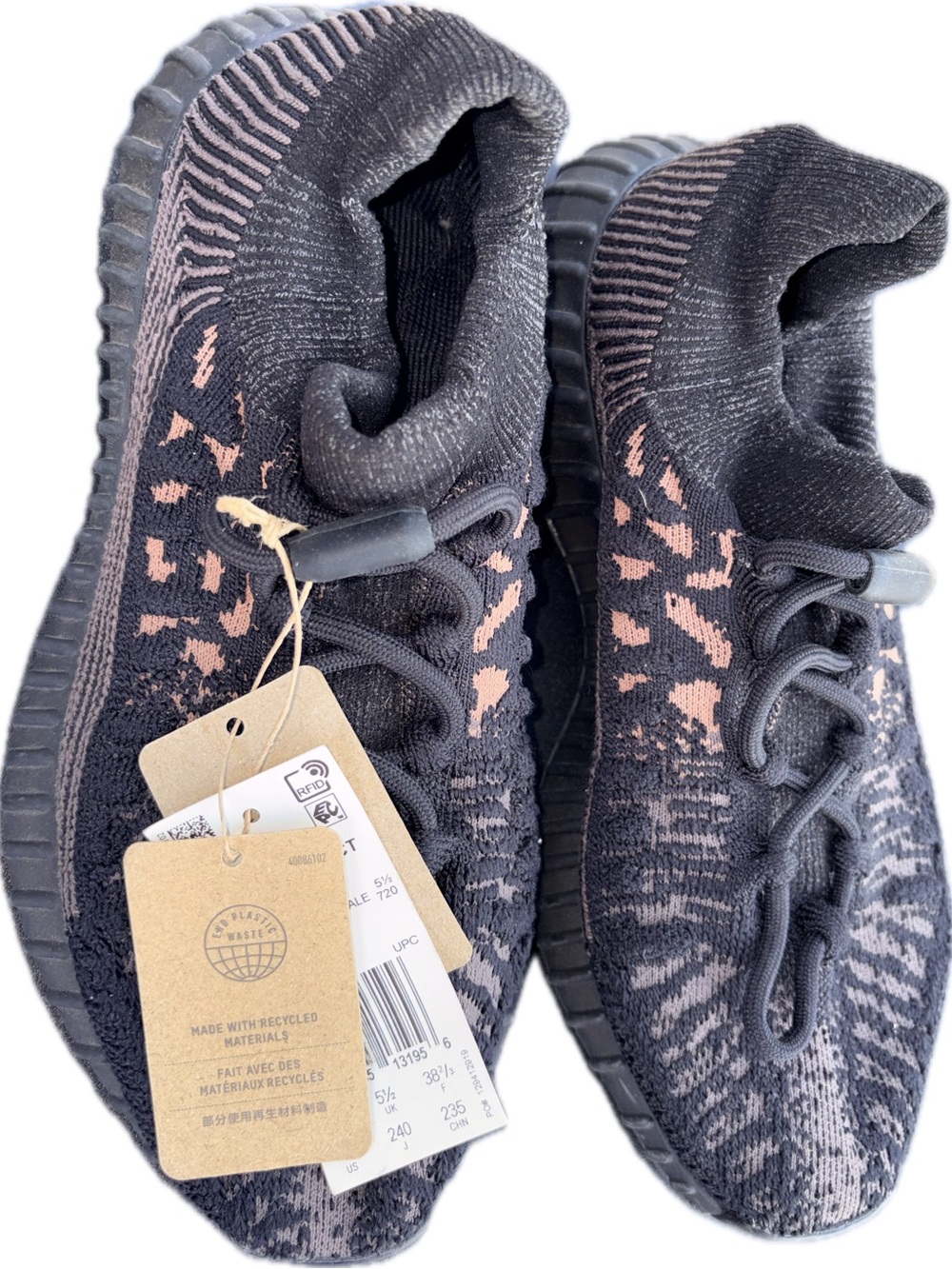 Yeezy Boost Knit Lace-Up Athletic Sneakers - Black & Pink